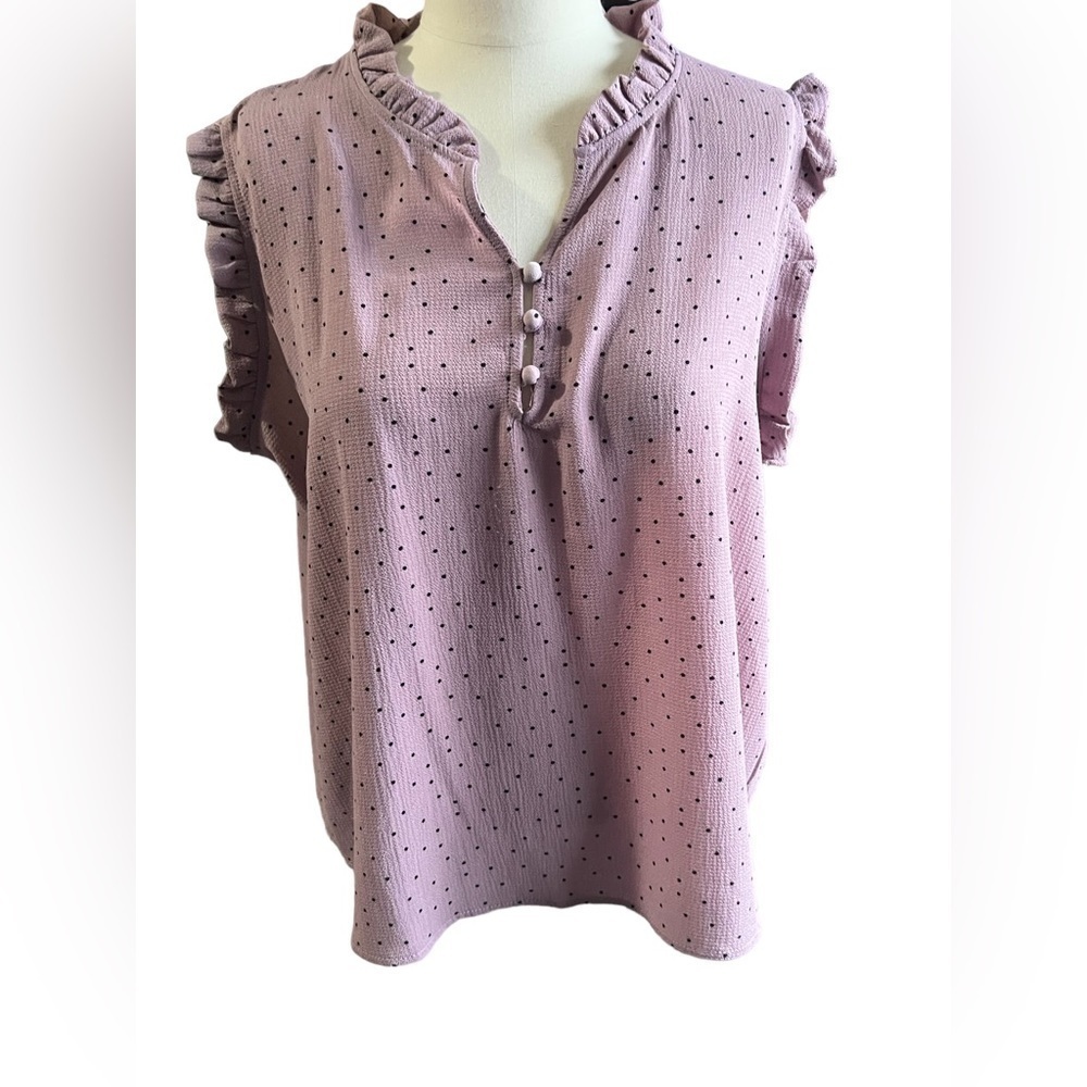 MAUVE Purple Polka Dot Sleeveless Top 1X